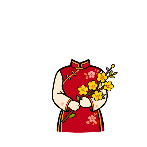 Mẫu sticker Nữ mừng năm mới